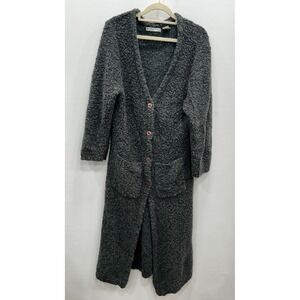 Cignal Womens XL Cardigan Duster Gray Button Front Wool Blend Lagenlook Chunky